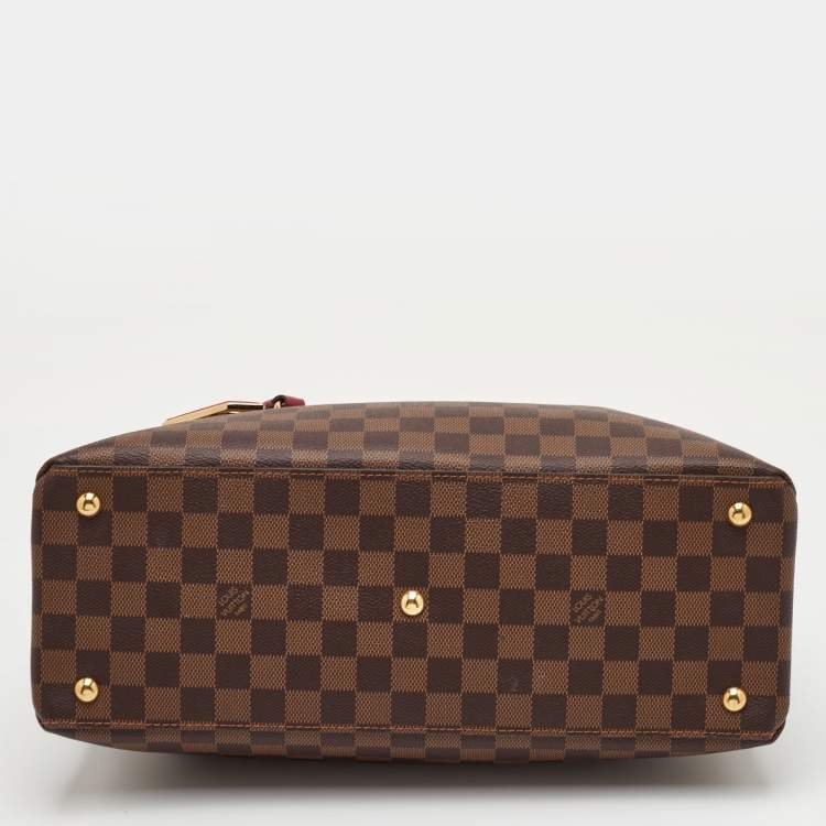 Pre Owned Louis Vuitton LV Riverside Brown/Red Damier Ebene Canvas and Leather Bag