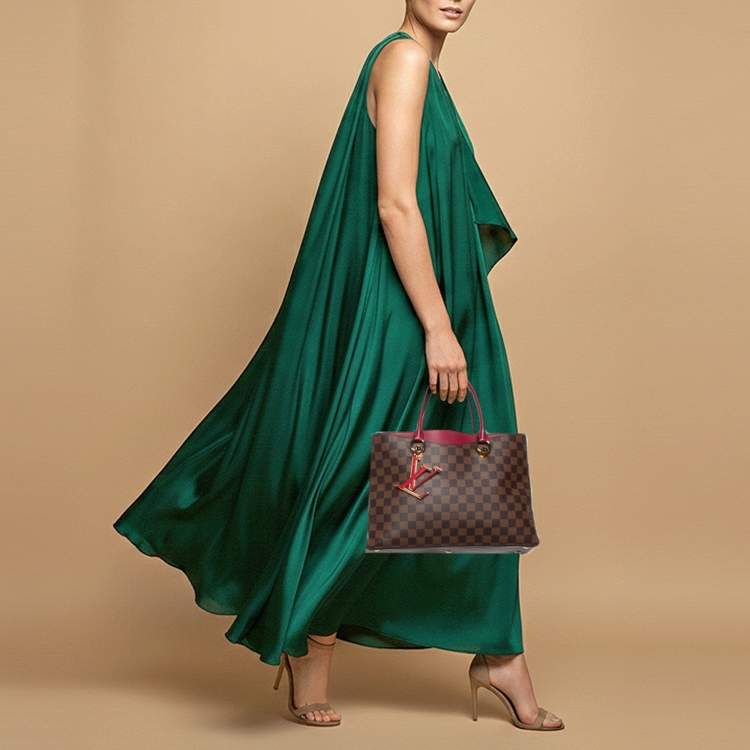 Pre Owned Louis Vuitton LV Riverside Brown/Red Damier Ebene Canvas and Leather Bag