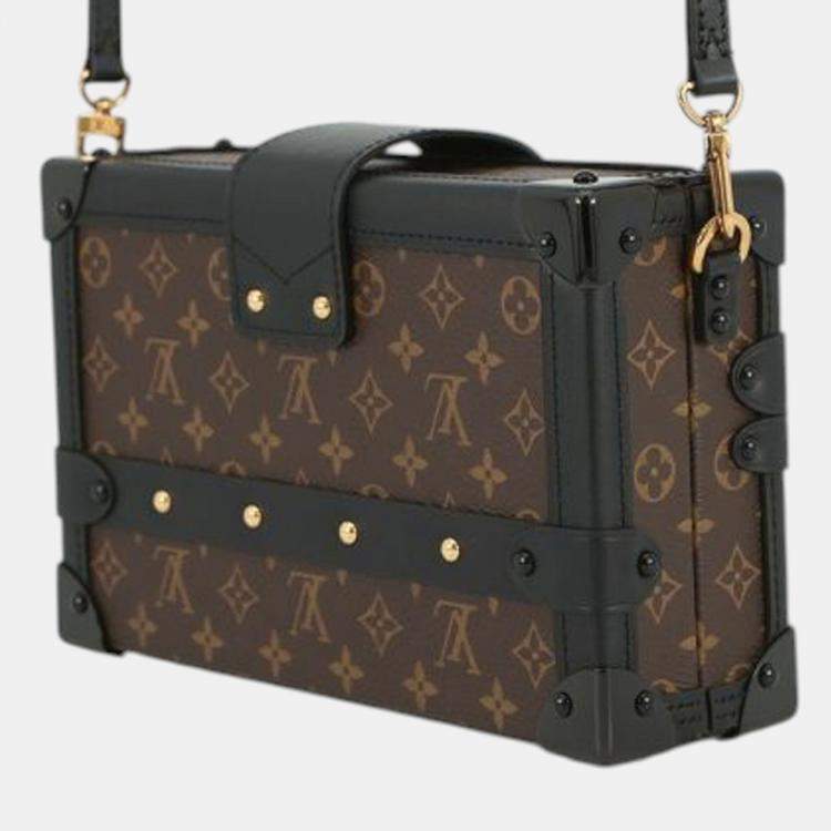 Pre Owned Louis Vuitton Black Brown Monogram Petite Malle