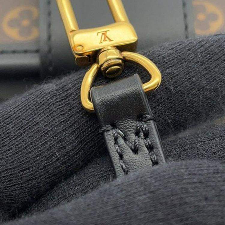 Pre Owned Louis Vuitton Black Brown Monogram Petite Malle