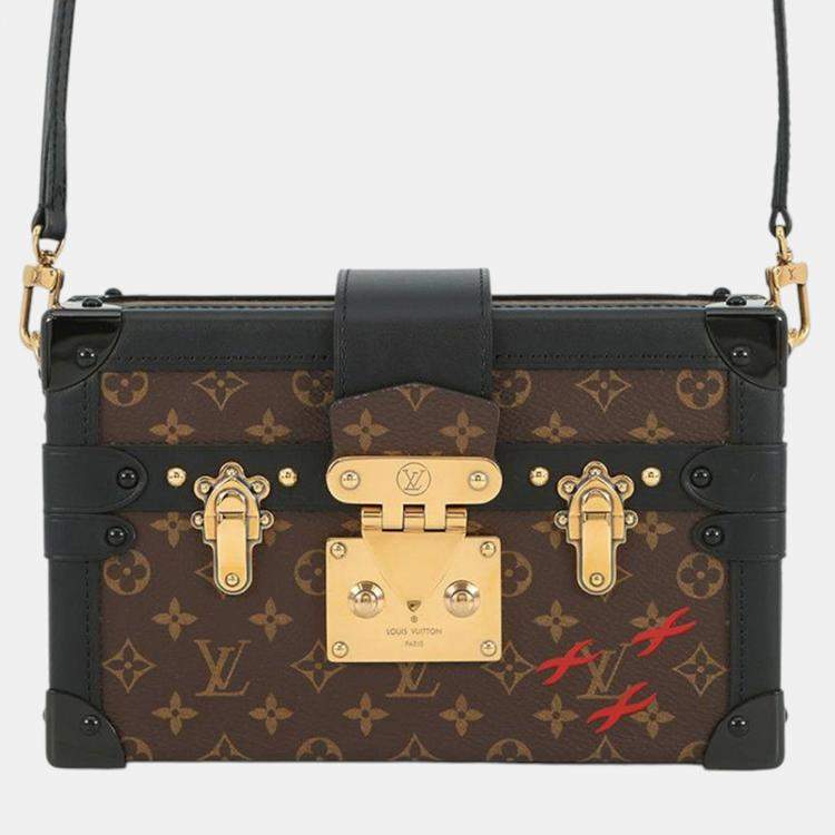 Pre Owned Louis Vuitton Black Brown Monogram Petite Malle