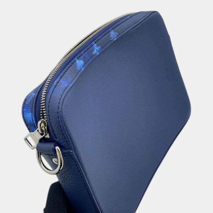 مملوكة مسبقًا Louis Vuitton Blue Monogram Ink Watercolor Trio Messenger