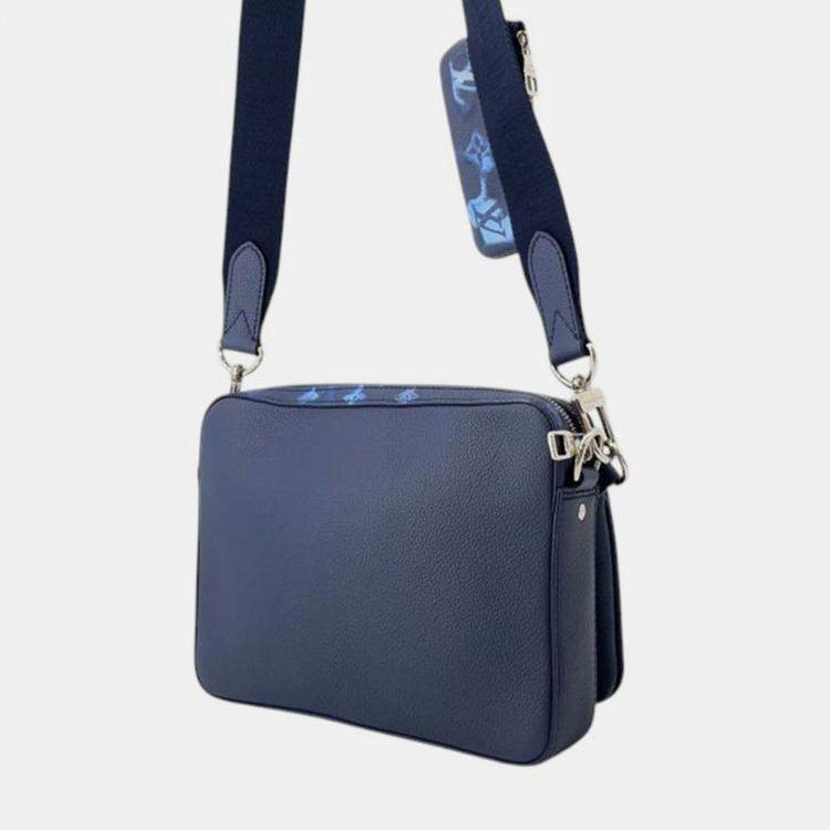 مملوكة مسبقًا Louis Vuitton Blue Monogram Ink Watercolor Trio Messenger