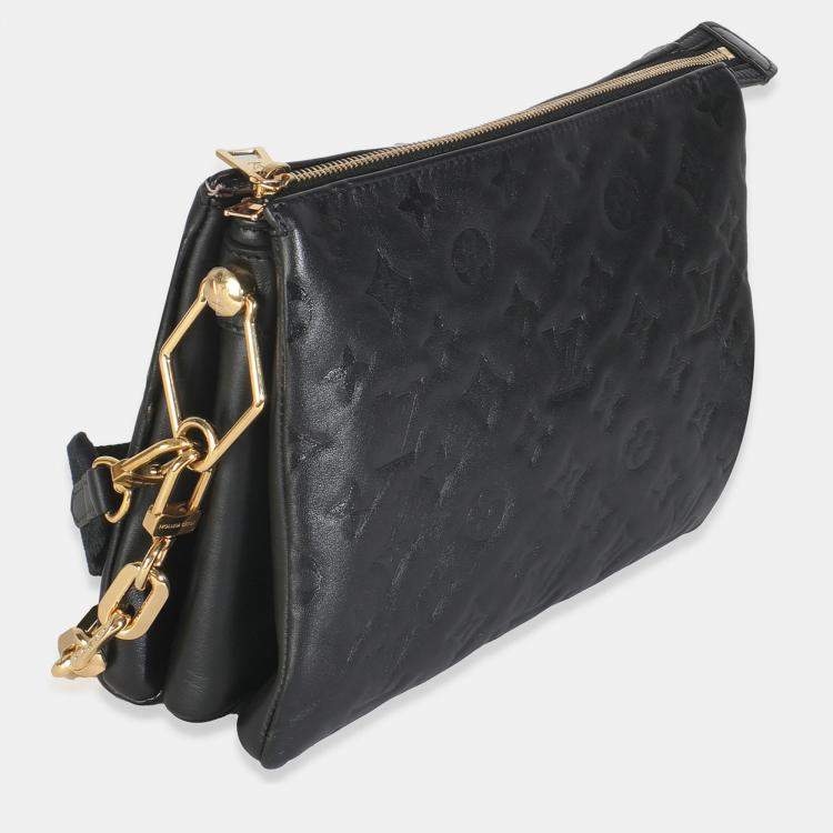 Pre Owned Louis Vuitton Black Monogram Embossed Lambskin Coussin PM