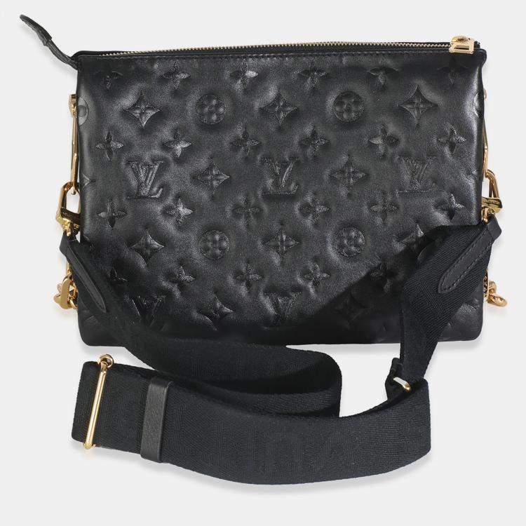 Pre Owned Louis Vuitton Black Monogram Embossed Lambskin Coussin PM