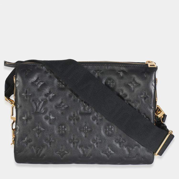 Pre Owned Louis Vuitton Black Monogram Embossed Lambskin Coussin PM