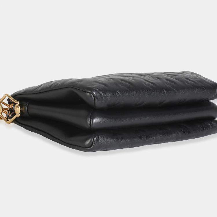Pre Owned Louis Vuitton Black Monogram Embossed Lambskin Coussin PM
