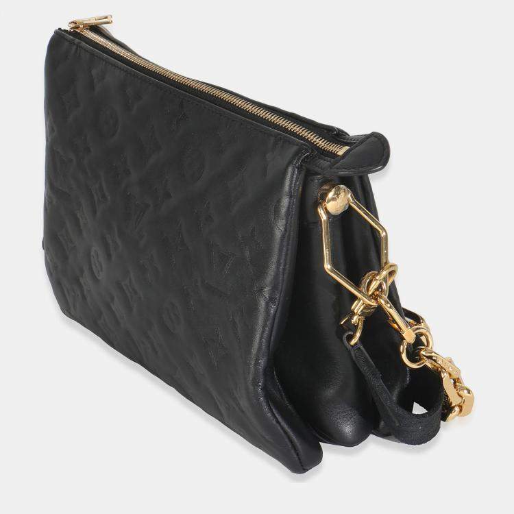 Pre Owned Louis Vuitton Black Monogram Embossed Lambskin Coussin PM
