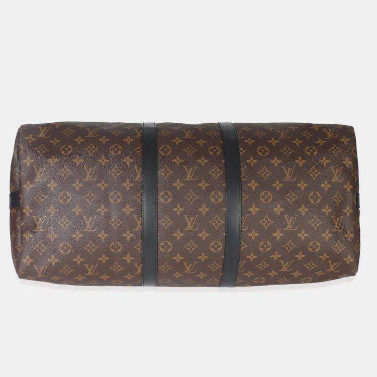 Pre Owned Louis Vuitton Monogram Macassar Canvas Keepall Bandouliere 55