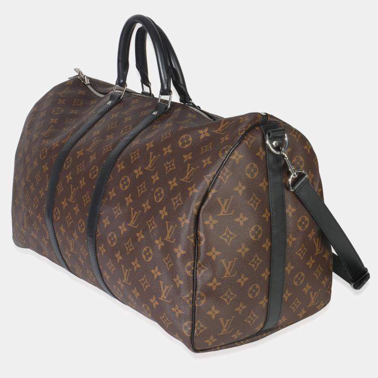 Pre Owned Louis Vuitton Monogram Macassar Canvas Keepall Bandouliere 55