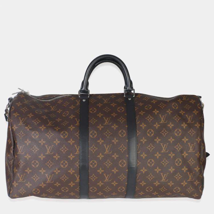 Pre Owned Louis Vuitton Monogram Macassar Canvas Keepall Bandouliere 55