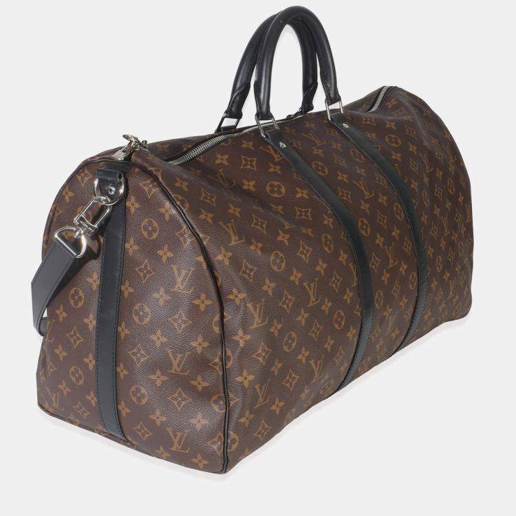 Pre Owned Louis Vuitton Monogram Macassar Canvas Keepall Bandouliere 55