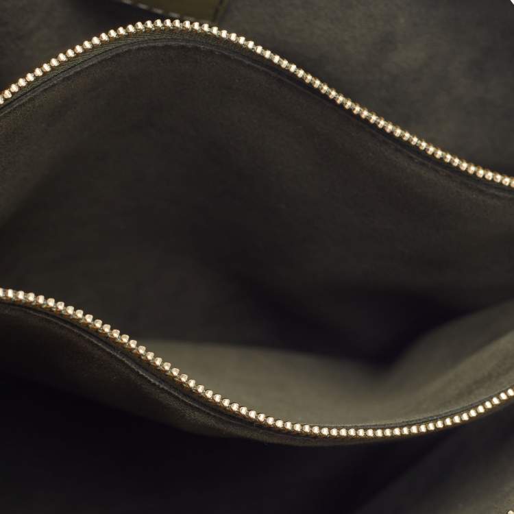 Pre Owned Louis Vuitton Coussin MM Khaki Monogram Embossed Leather Shoulder Bag