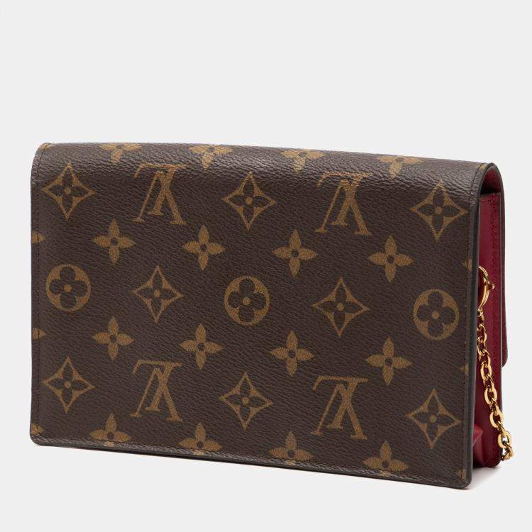 Pre Owned Louis Vuitton Brown Monogram Flore Wallet On Chain