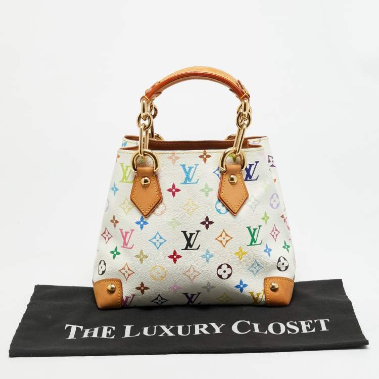 Pre Owned Louis Vuitton Audra White Multicolore Monogram Canvas Bag