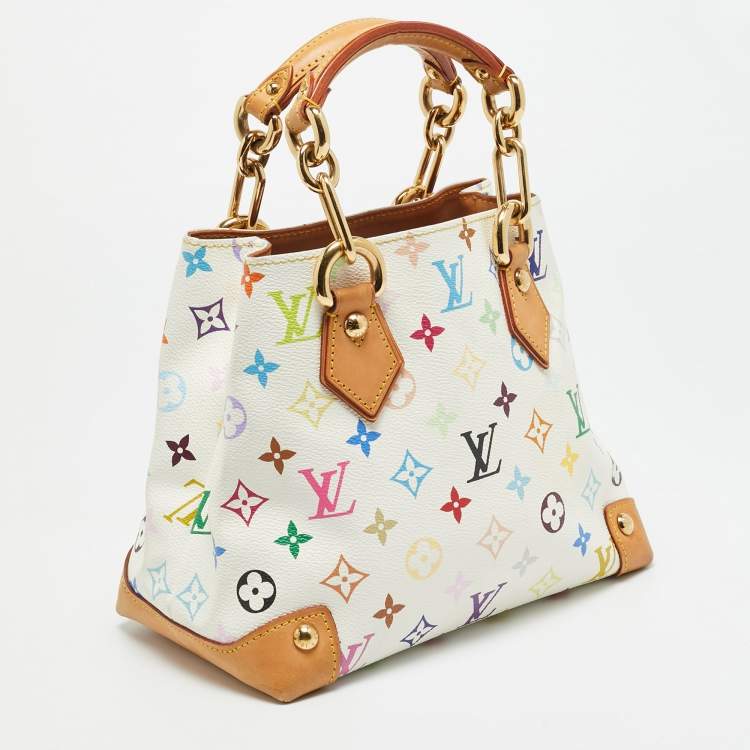 Pre Owned Louis Vuitton Audra White Multicolore Monogram Canvas Bag