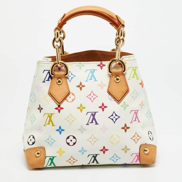 Pre Owned Louis Vuitton Audra White Multicolore Monogram Canvas Bag
