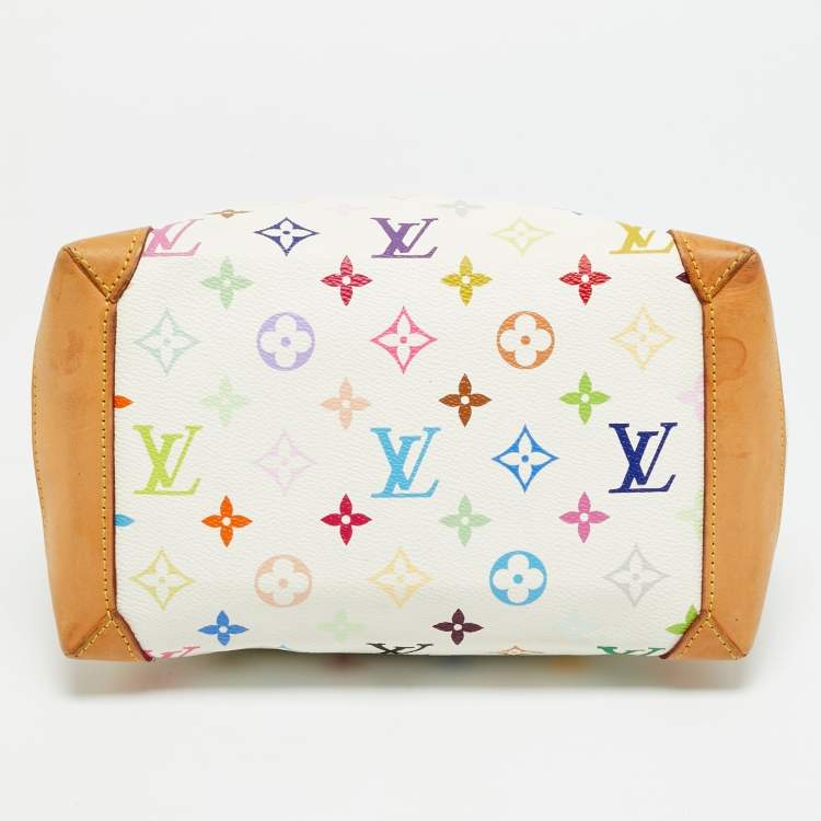 Pre Owned Louis Vuitton Audra White Multicolore Monogram Canvas Bag