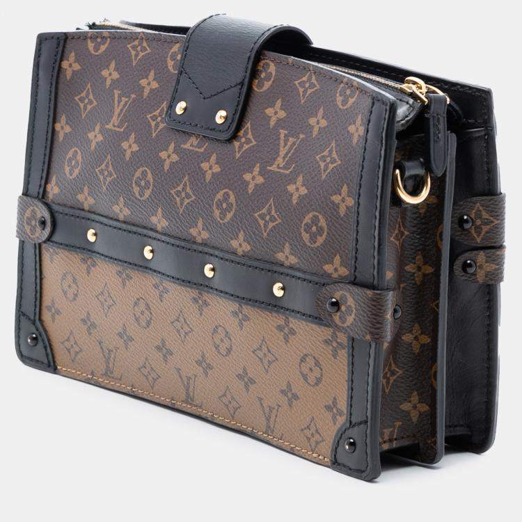 Pre Owned Louis Vuitton Brown Monogram Reverse Trunk Clutch