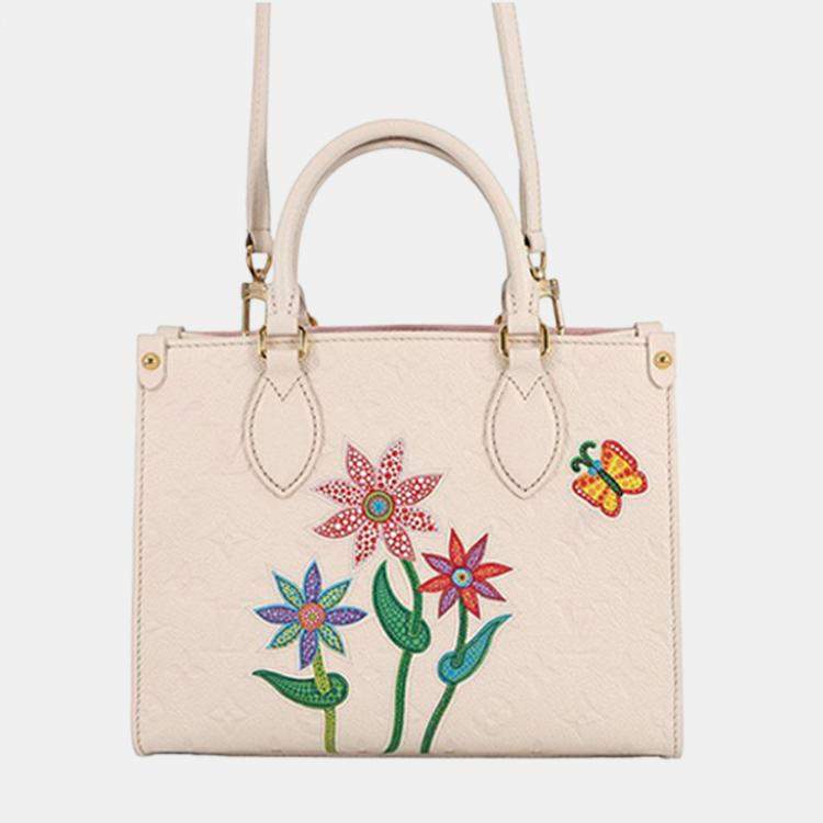 Pre Owned Louis Vuitton White Yayoi Kusama Monogram Giant Empreinte Flower OnTheGo PM
