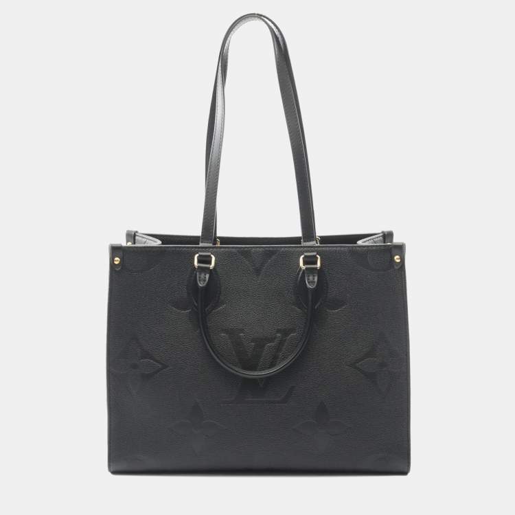 Pre Owned Louis Vuitton On The Go Mm Monogram Empreinte Noir Tote Bag Leather Black