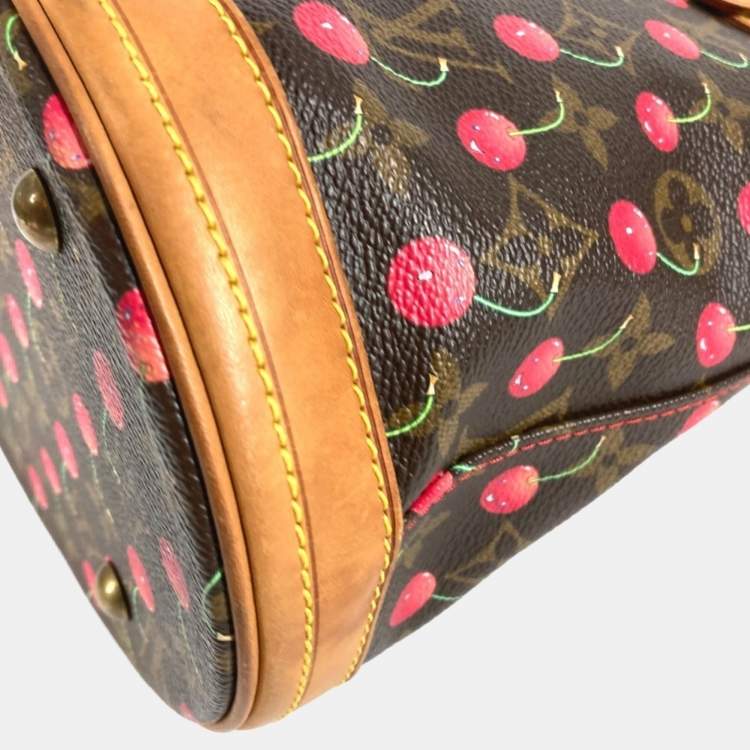 Pre Owned Louis Vuitton Monogram Cherry Bucket Pm Canvas Design Brown.