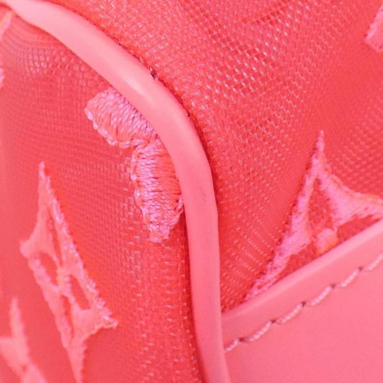 Pre Owned Louis Vuitton Pink Monogram See-Through Keepall Bandouliere 50Cm Boston Bag