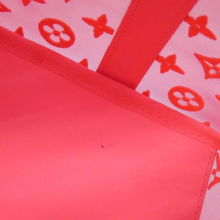 Pre Owned Louis Vuitton Pink Monogram See-Through Keepall Bandouliere 50Cm Boston Bag