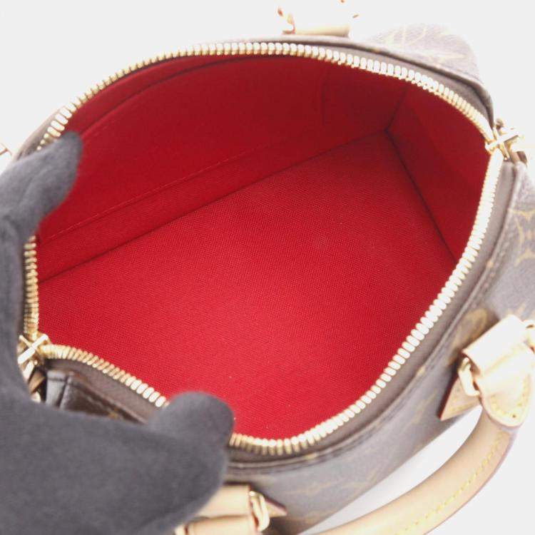 Pre Owned Louis Vuitton Speedy Bandouliere 20 Handbag Coated Canvas And Leather Monogram Brown