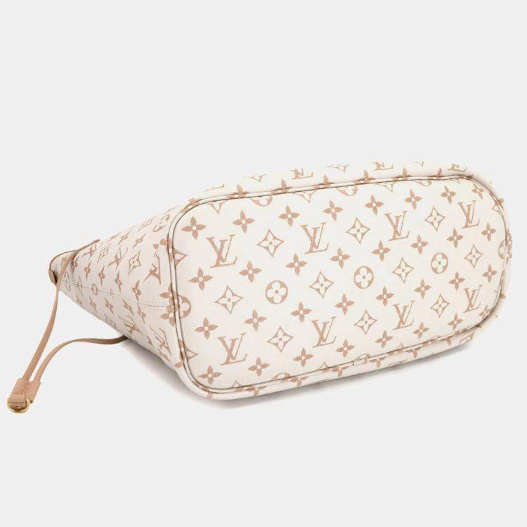 Pre Owned Louis Vuitton Neverfull Inside Out Mm Tote Bag In Monogram Dune Leather With Hazelnut Pattern