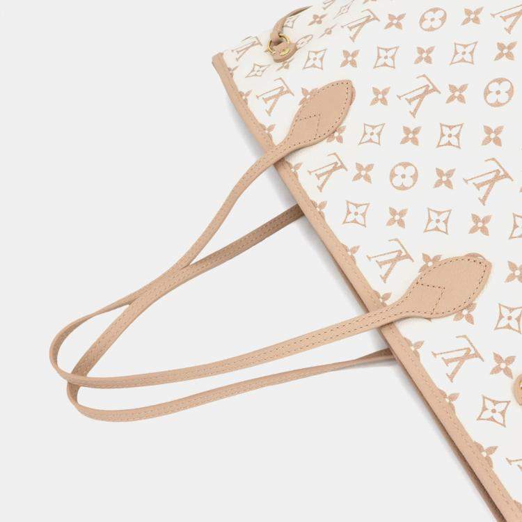Pre Owned Louis Vuitton Neverfull Inside Out Mm Tote Bag In Monogram Dune Leather With Hazelnut Pattern