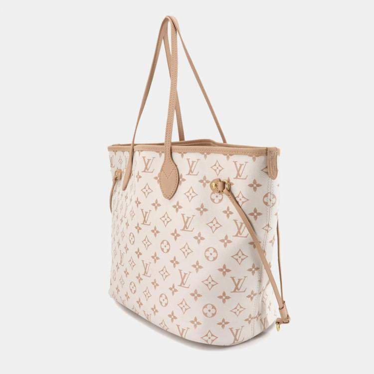 Pre Owned Louis Vuitton Neverfull Inside Out Mm Tote Bag In Monogram Dune Leather With Hazelnut Pattern