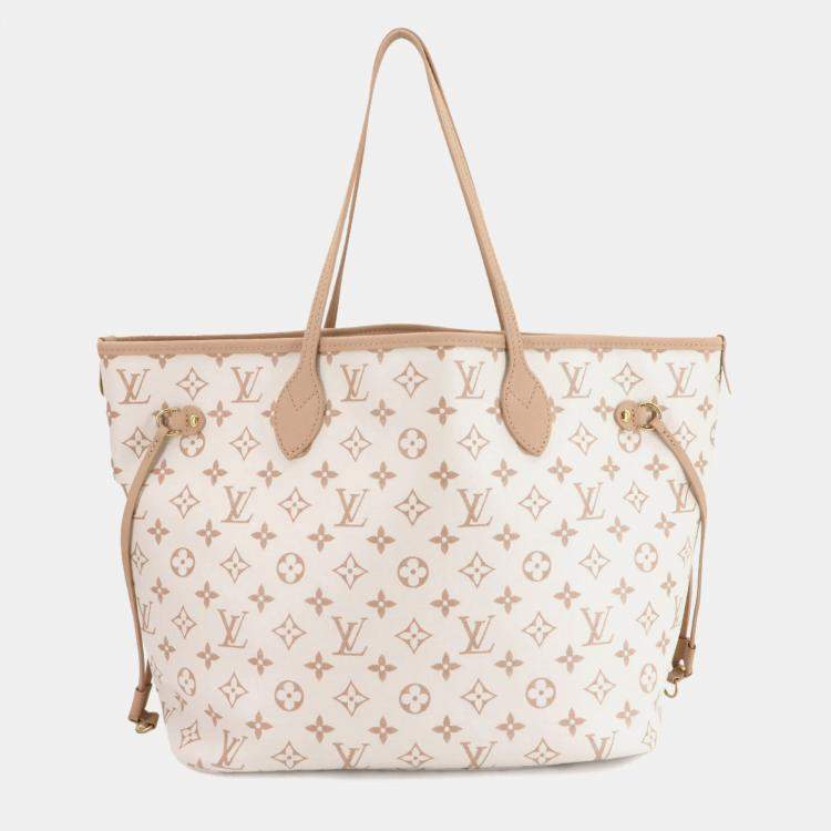 Pre Owned Louis Vuitton Neverfull Inside Out Mm Tote Bag In Monogram Dune Leather With Hazelnut Pattern