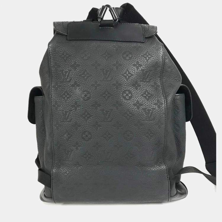 Pre Owned Louis Vuitton Taurillon Monogram Christopher Mm Backpack In Leather Noir Black