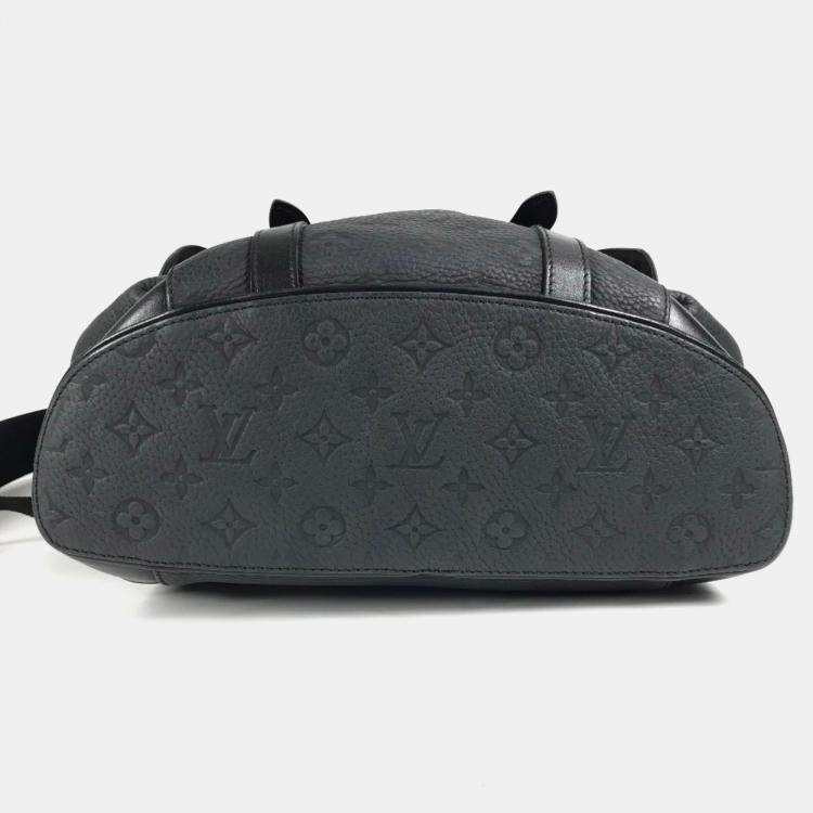 Pre Owned Louis Vuitton Taurillon Monogram Christopher Mm Backpack In Leather Noir Black