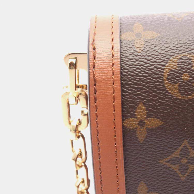 Pre Owned Louis Vuitton Dauphine Mm Shoulder Bag Coated Canvas And Leather Monogram Reverse Brown Beige
