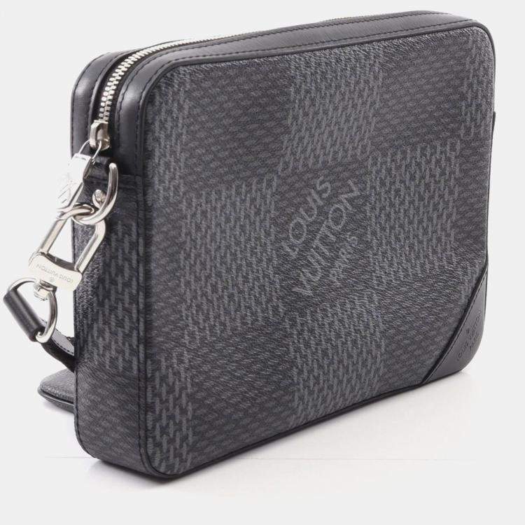 Pre Owned Louis Vuitton Trio Messenger Shoulder Bag In Coated Canvas And Leather Black