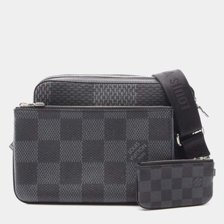 Pre Owned Louis Vuitton Trio Messenger Shoulder Bag In Coated Canvas And Leather Black