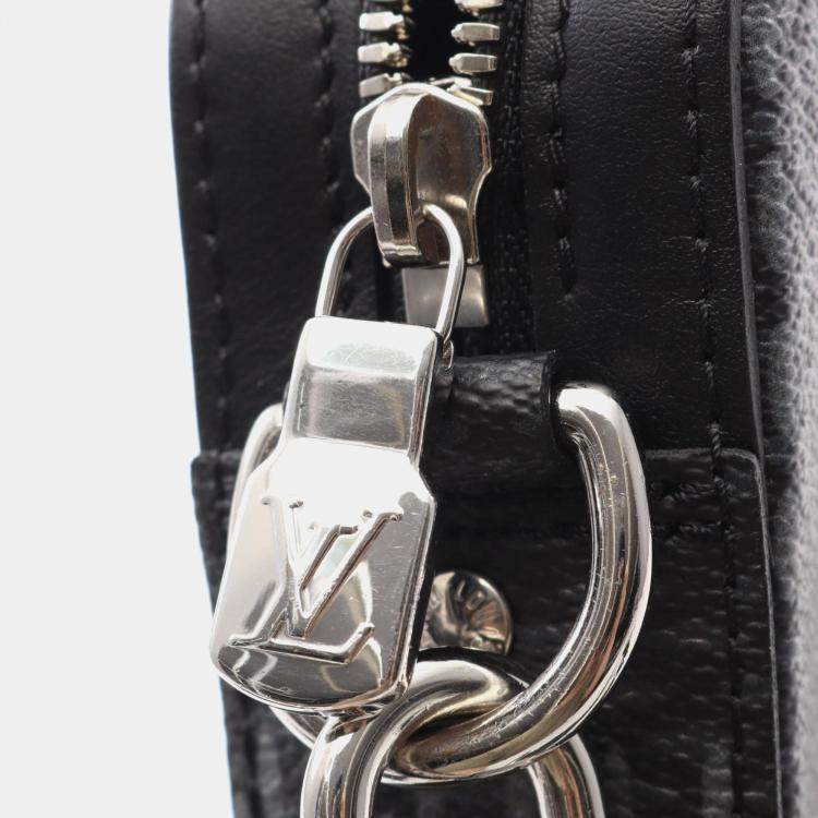 Pre Owned Louis Vuitton Trio Messenger Shoulder Bag In Coated Canvas And Leather Black