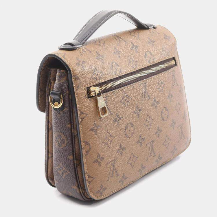 Pre Owned Louis Vuitton Metis Mm Pochette Handbag Coated Canvas And Leather Monogram Reverse Brown Black
