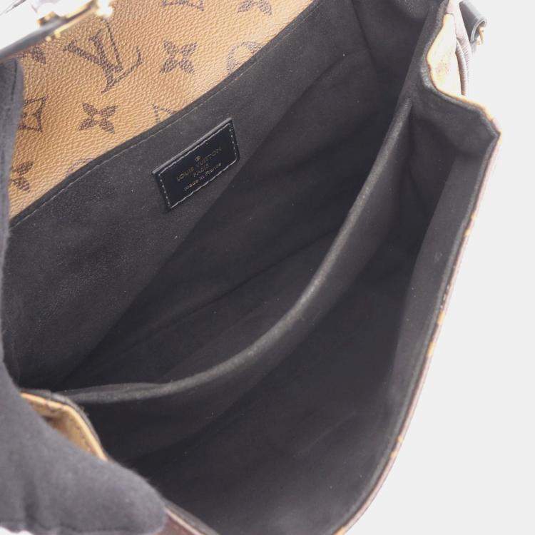 Pre Owned Louis Vuitton Metis Mm Pochette Handbag Coated Canvas And Leather Monogram Reverse Brown Black