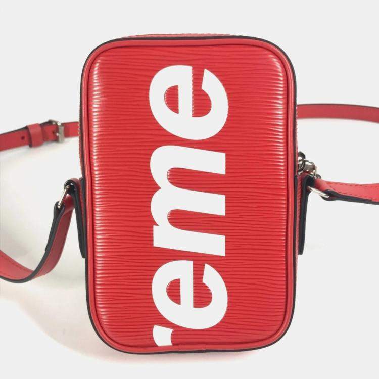 Pre Owned Louis Vuitton Epi Supreme Collaboration Danube Ppm Bag Crossbody Pochette Shoulder Leather Red