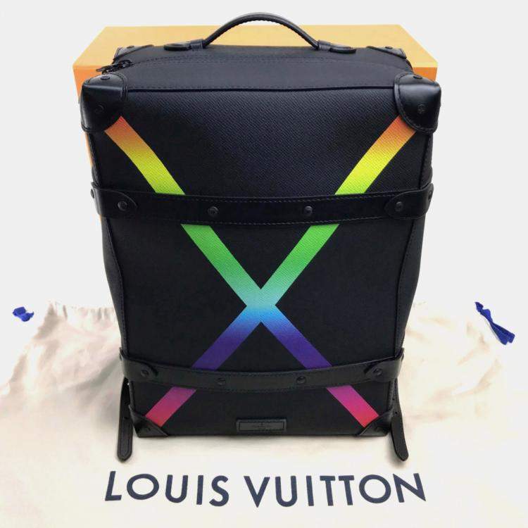 Pre Owned Louis Vuitton Taiga Rainbow Soft Trunk Backpack Pm Leather Black