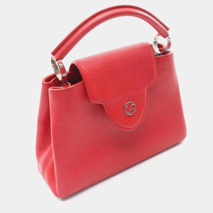 Pre Owned Louis Vuitton Capucines Bb Ruby Handbag Leather Red