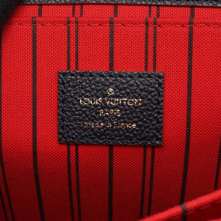 Pre Owned Louis Vuitton Metis Pochette Handbag In Monogram Empreinte Leather Navy Blue