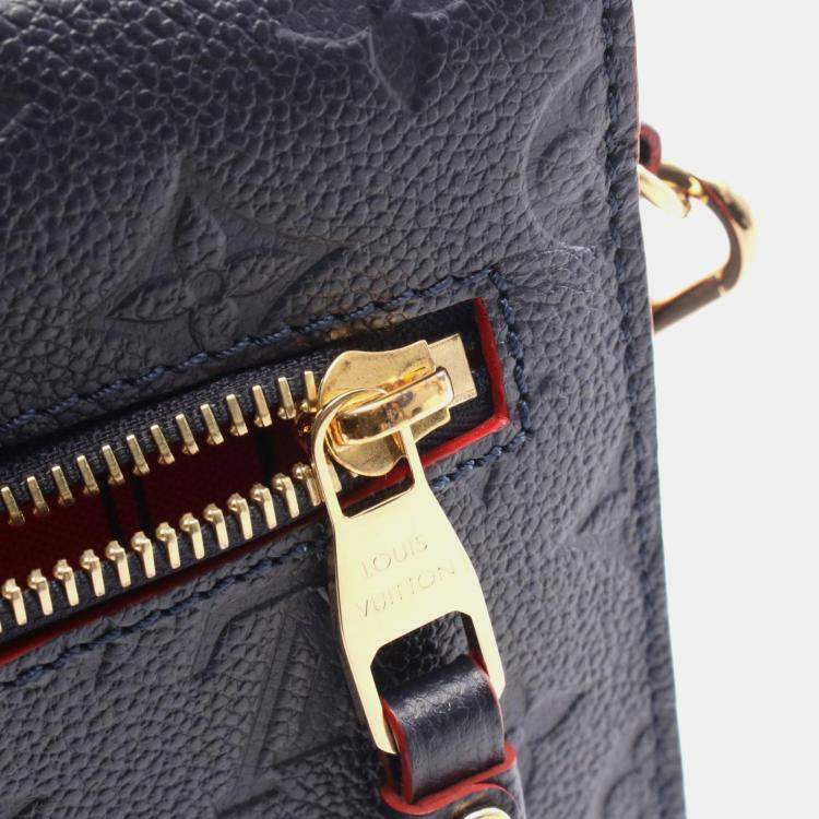 Pre Owned Louis Vuitton Metis Pochette Handbag In Monogram Empreinte Leather Navy Blue