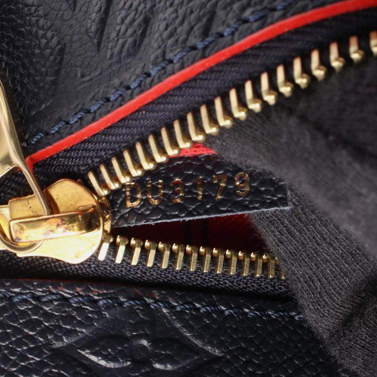 Pre Owned Louis Vuitton Metis Pochette Handbag In Monogram Empreinte Leather Navy Blue