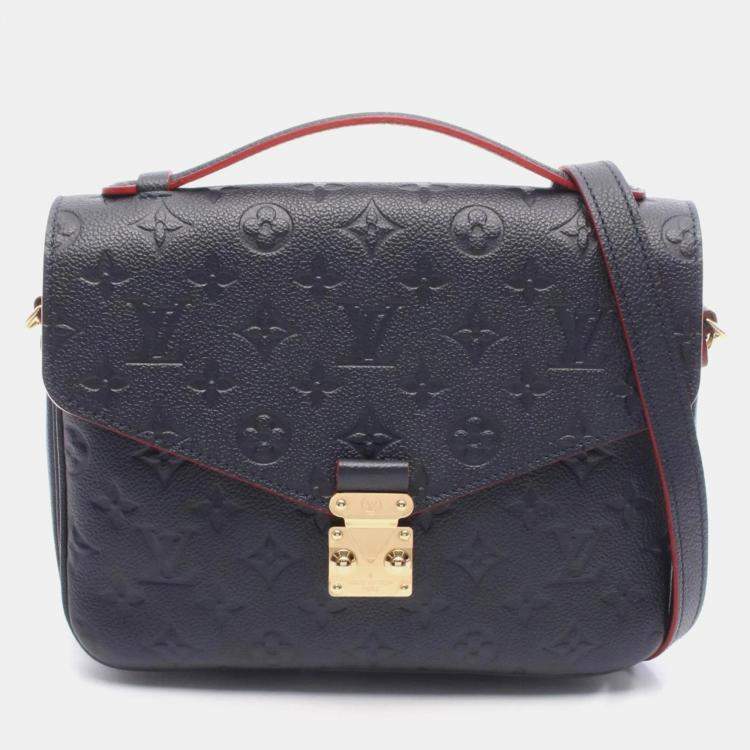Pre Owned Louis Vuitton Metis Pochette Handbag In Monogram Empreinte Leather Navy Blue