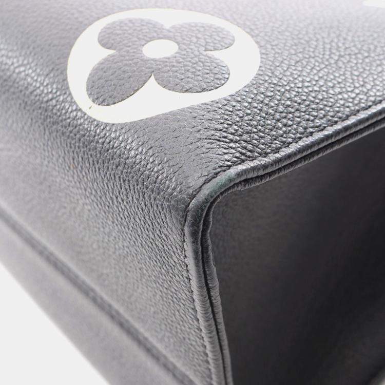 Pre Owned Louis Vuitton On The Go Mm Two-Tone Tote Bag In Monogram Empreinte Grained Leather Black And Beige