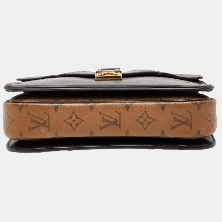 Pre Owned Louis Vuitton Monogram Reverse Pochette Metis Mm Handbag Brown/Black Leather